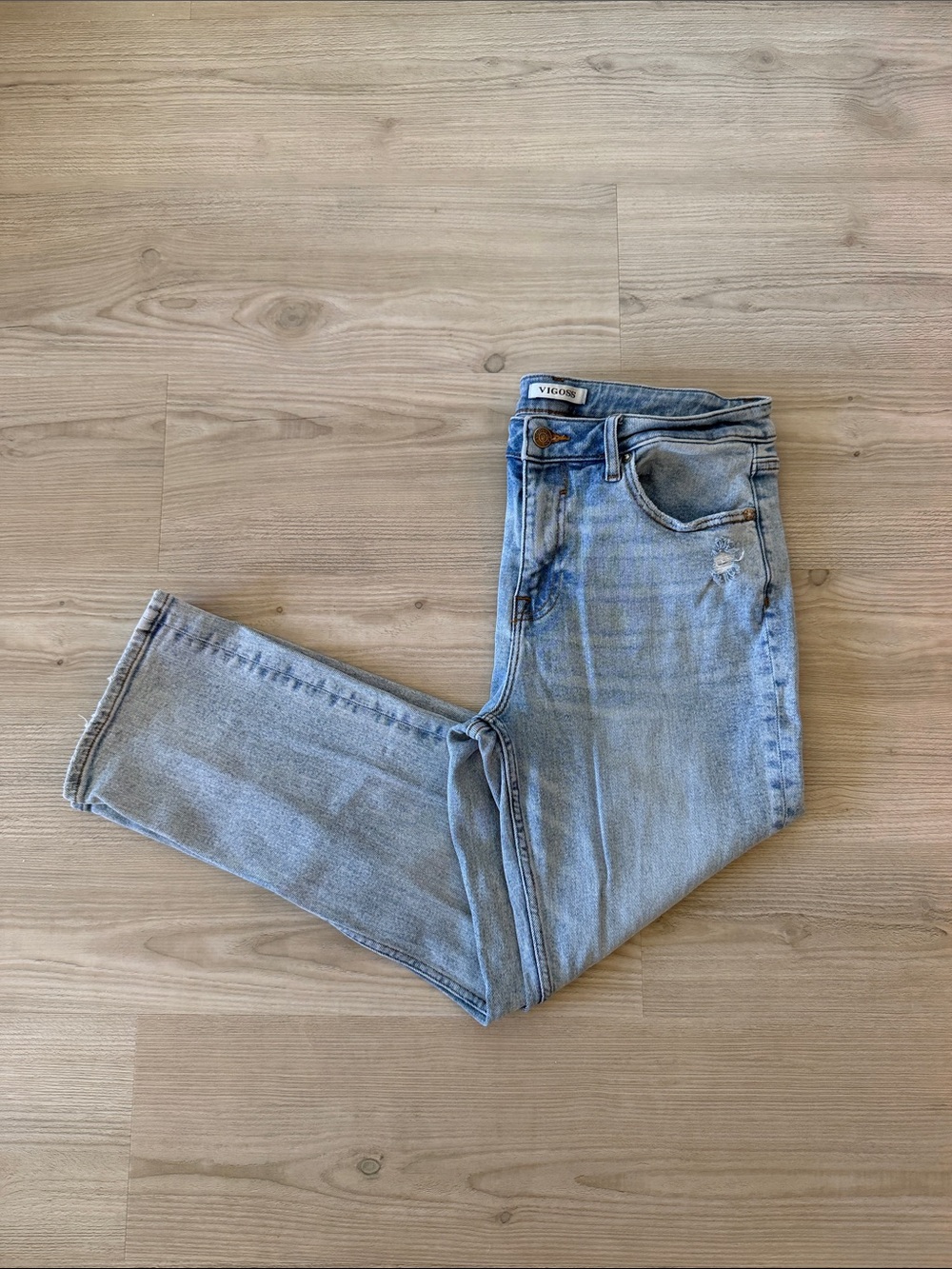 VIGOSS Light Wash High-Rise Slim Straight Jeans